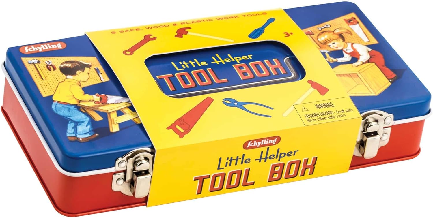 Schylling Toy Tin Tool Box with Tools - Metal Case Including 6 Tools - Ages 3+ - Image 2