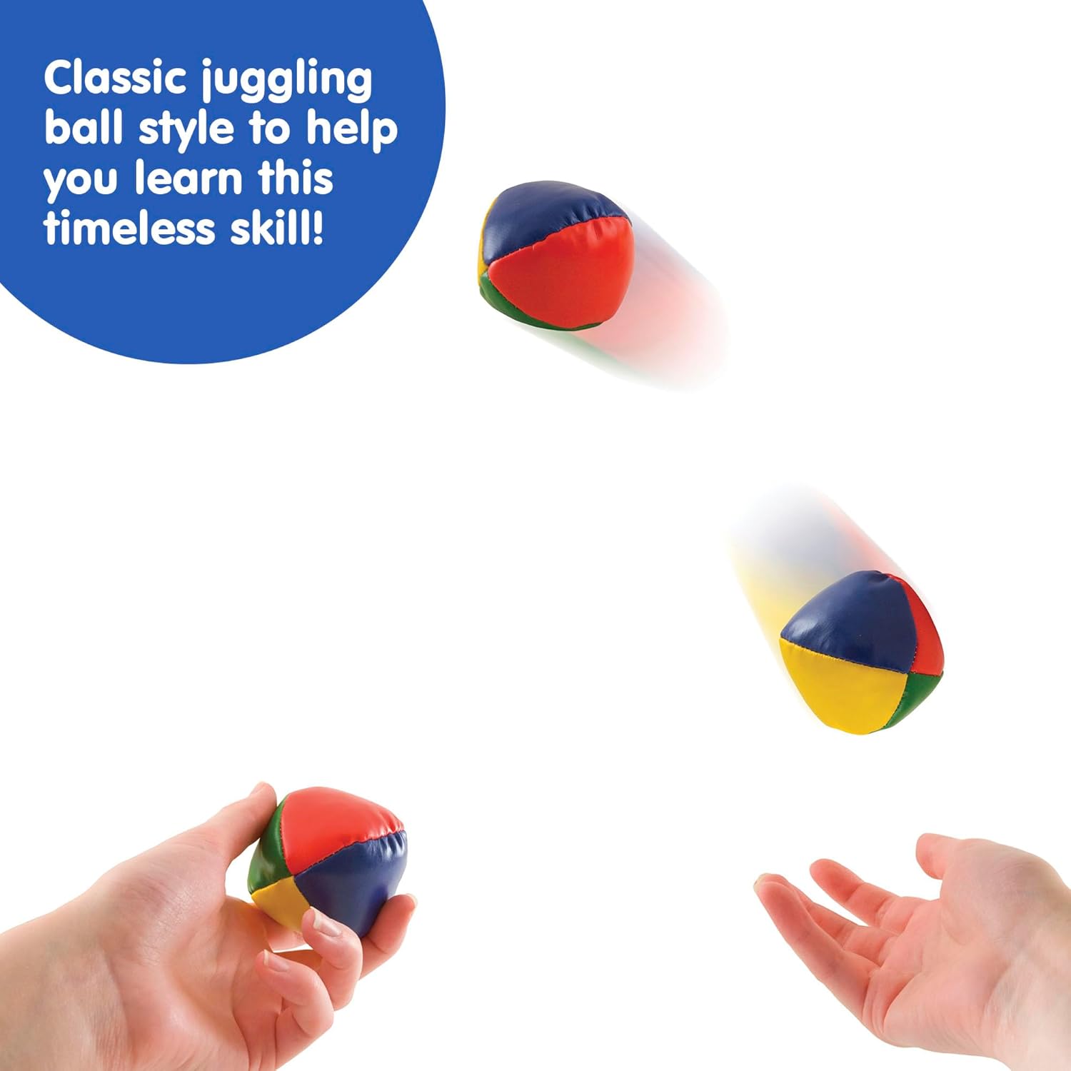 Schylling Classic Juggling Balls - Colorful Vinyl Toss-and-Catch Balls with Bead Filling - Includes 3 Balls and Instructions - Ages 5 and Up - Three Piece Set - Image 2