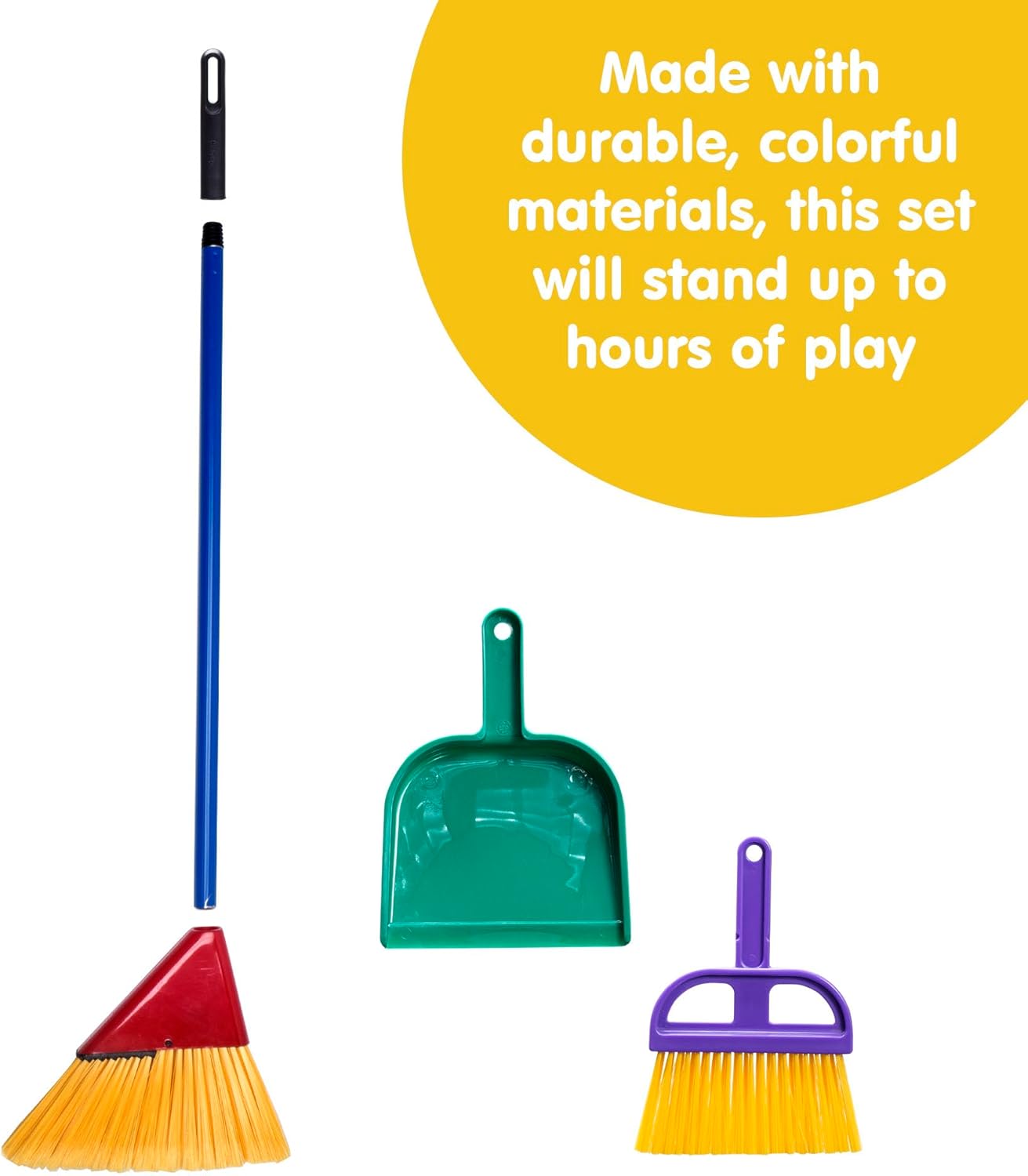 Schylling Children-s Broom Set - Kids Pretend Play Cleaning Kit - Includes Broom. Dustpan. and Brush - Ages 3 and Up - Image 5