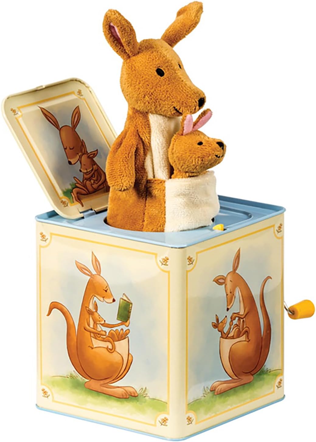 Schylling: Jack in Box - Kangaroo - Classic Pop-Up Music Toy. Momma & Baby Joey Finger Puppet. Plays Song Pop Goes The Weasel. Toddler & Kids 18mo+ - Image 5
