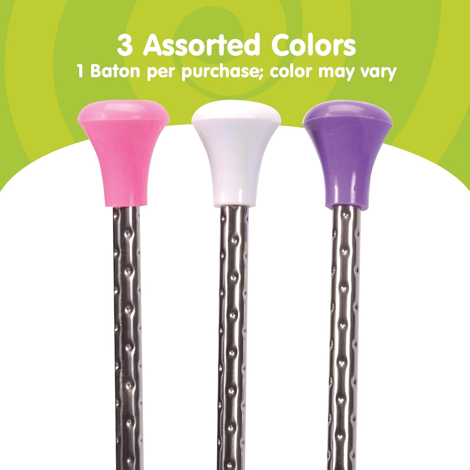 Schylling Twirling Baton - Metal Kids Baton - Rubberized Ends in Assorted Pink. White. and Purple Colors - Ages 3 and Up - One Baton - Image 2