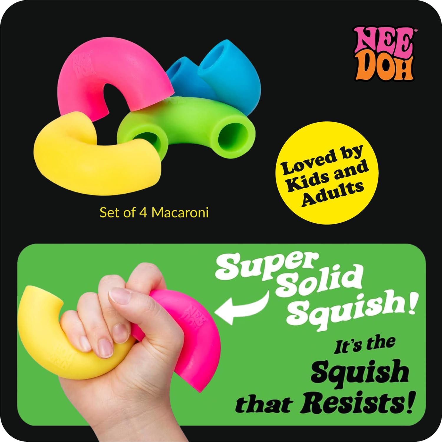 Schylling NeeDoh Mac ‘N- Squeeze - Sensory Squeeze Toy - Contains 4 Squishy Noodles - 3 Wide - Color May Vary (Pack of 1) - Image 7