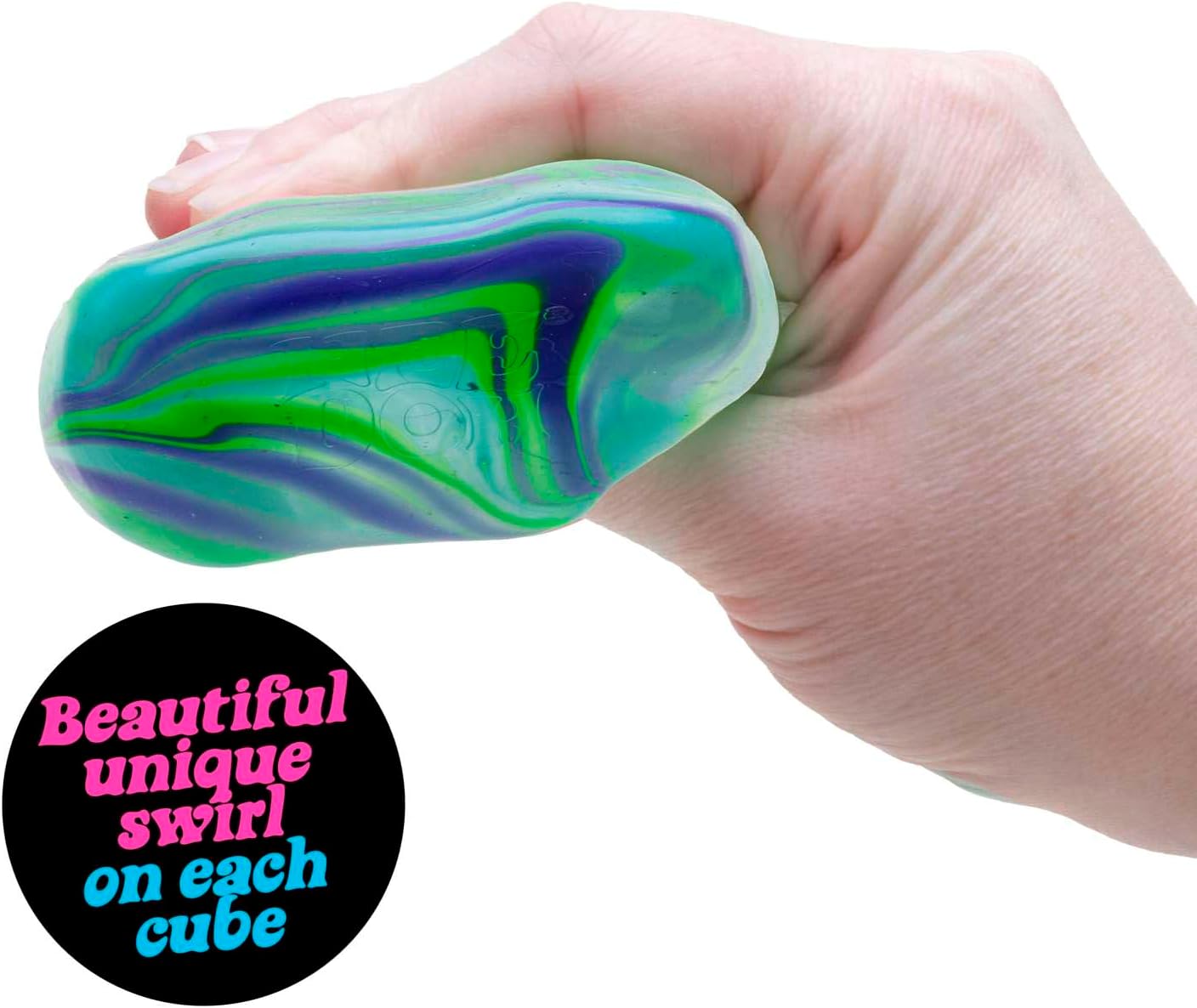 Schylling NeeDoh Nice Cube Swirl - Sensory Toy with a Super Solid Squish - Unique. Swirling Color Blend - Color May Vary (1 Per Pack) - Image 6