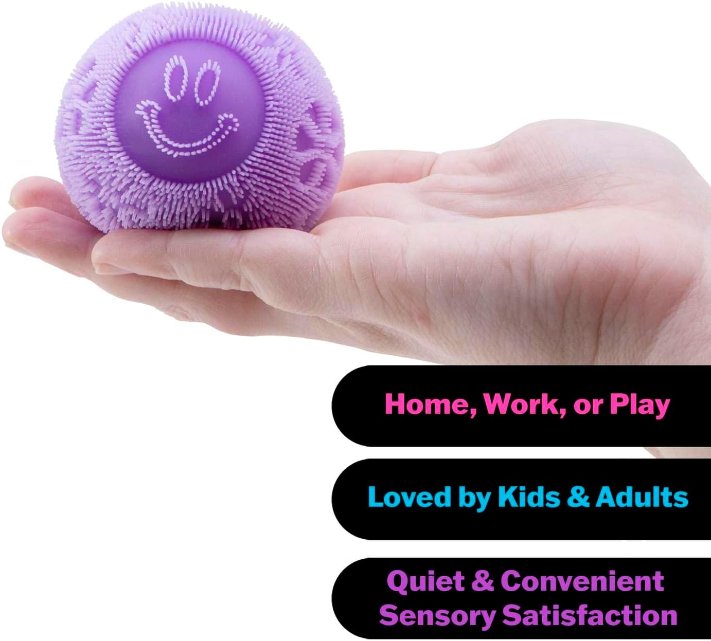 Schylling NeeDoh Fuzz Ball - Sensory Toy with a Velvet Texture and Soft Cloud Squish - Wavy Pattern You Can See and Feel - Ages 3 and Up - Color May Vary; One Per Pack (Flower Power) - Image 4