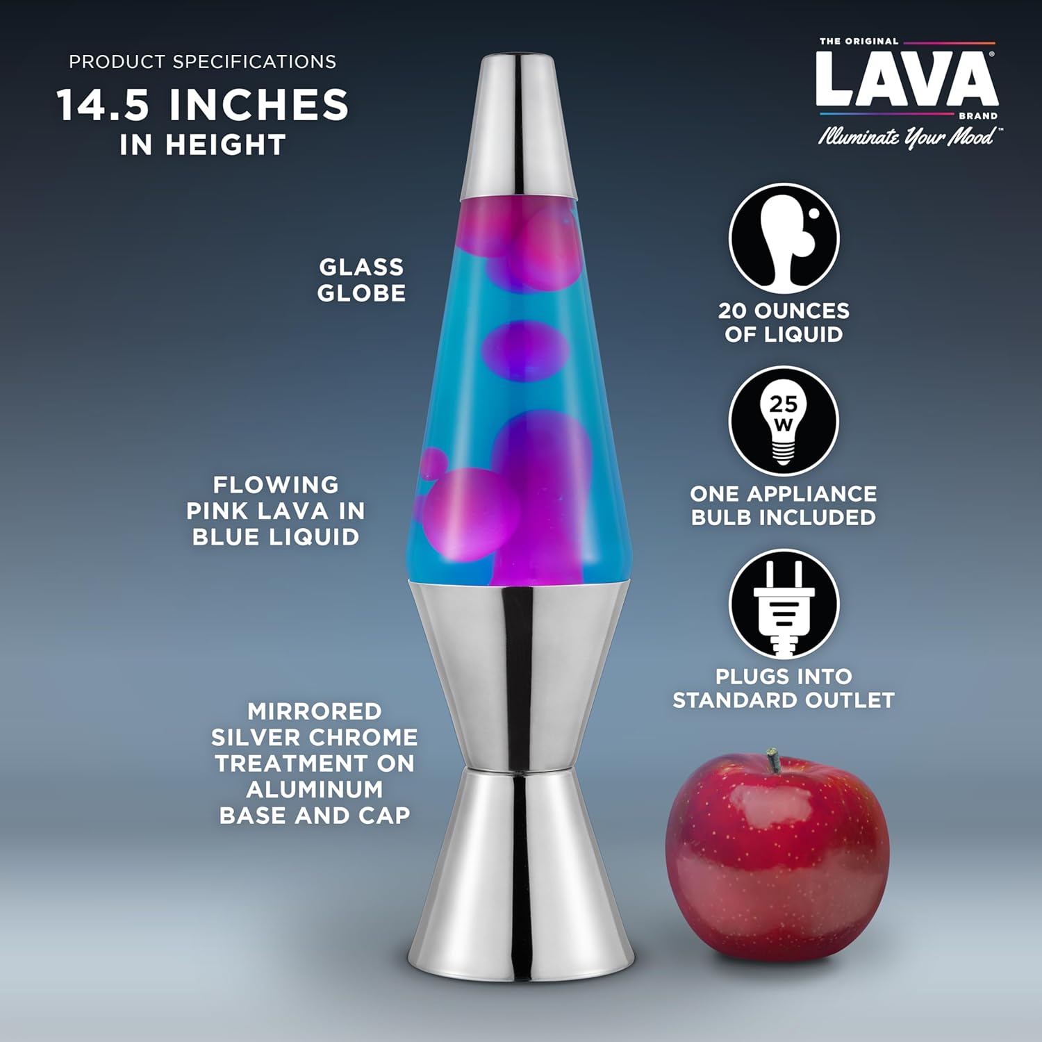 The Original Lava? Lamp - 14.5 Techno Chrome - Classic Liquid Motion Lamp - Pink Lava and Blue Liquid - Item #2097 (Amazon Exclusive) - Image 3