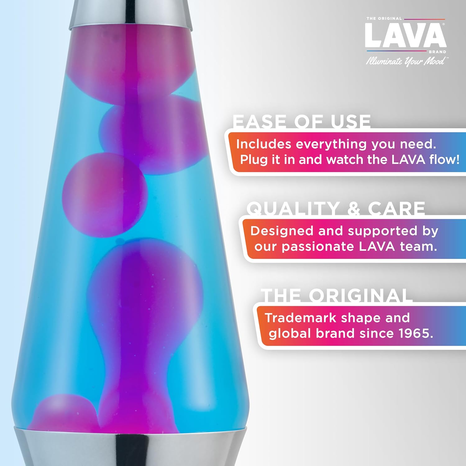 The Original Lava? Lamp - 14.5 Techno Chrome - Classic Liquid Motion Lamp - Pink Lava and Blue Liquid - Item #2097 (Amazon Exclusive) - Image 2