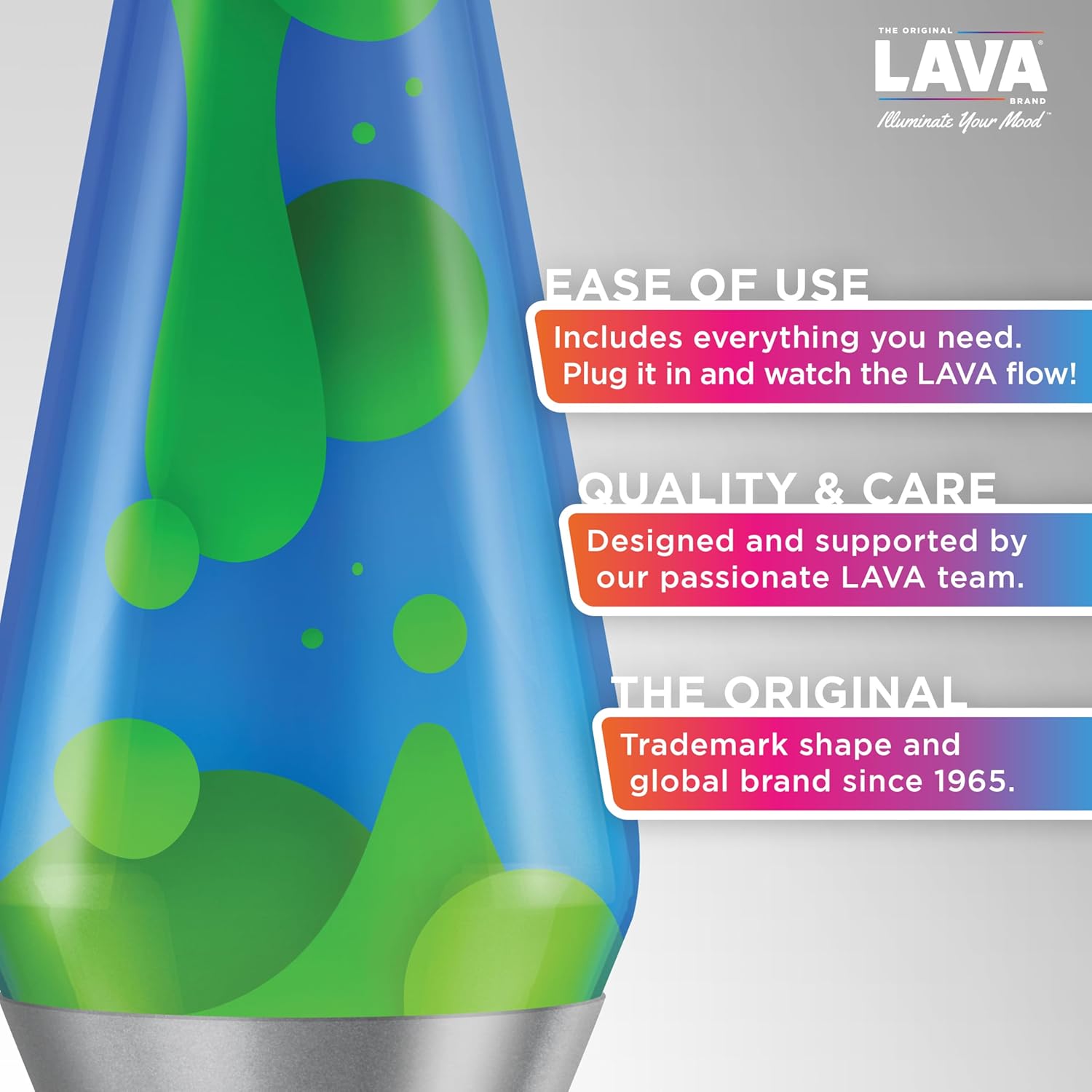 Lava The Original Lamp - 16.3 Emerald Tide ?C Classic Liquid Motion Lamp - Yellow Wax and Blue Liquid - Item #5139 (Amazon Exclusive) - Image 2