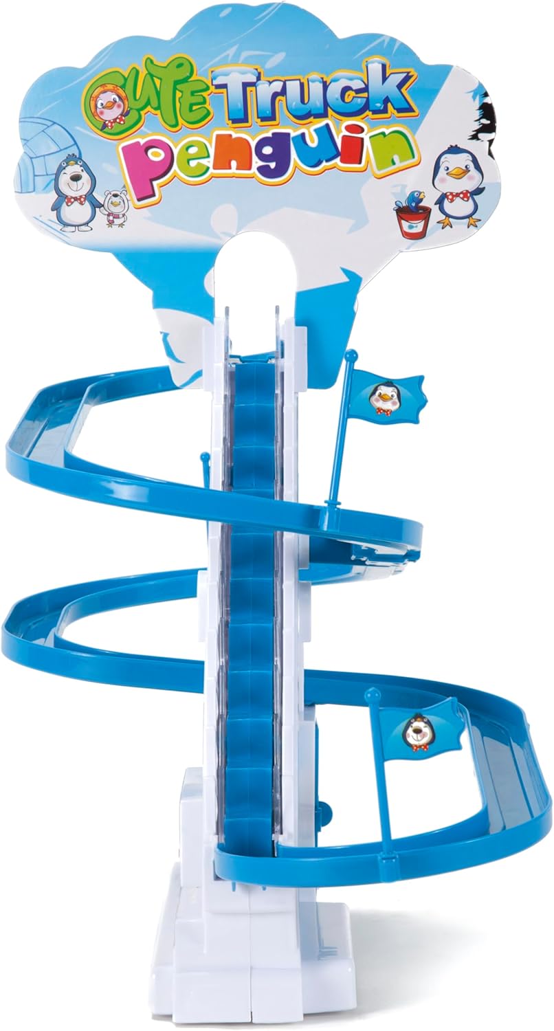 ARSUK Penguin Race Game Toy Playful Musical Roller Coaster Track Playset with Music & LED Flashing Lights On/Off Button for Toddlers and Kids Gift - Image 2