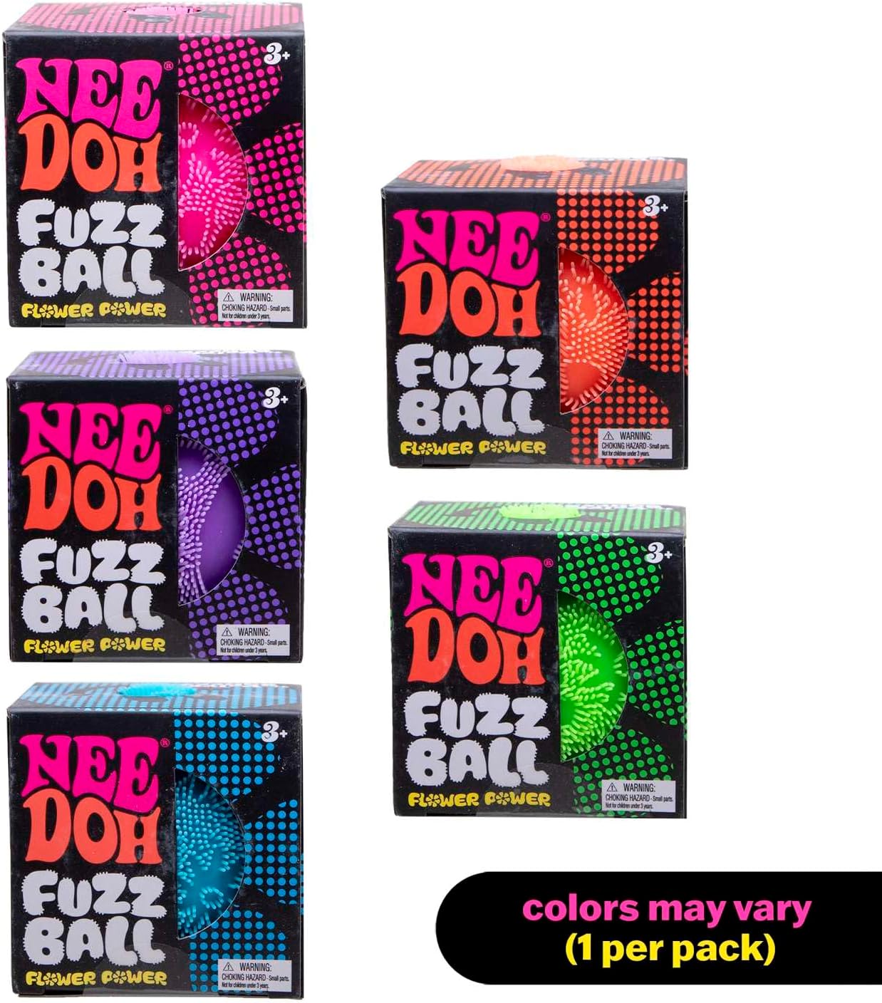 Schylling NeeDoh Fuzz Ball - Sensory Toy with a Velvet Texture and Soft Cloud Squish - Wavy Pattern You Can See and Feel - Ages 3 and Up - Color May Vary; One Per Pack (Flower Power) - Image 2