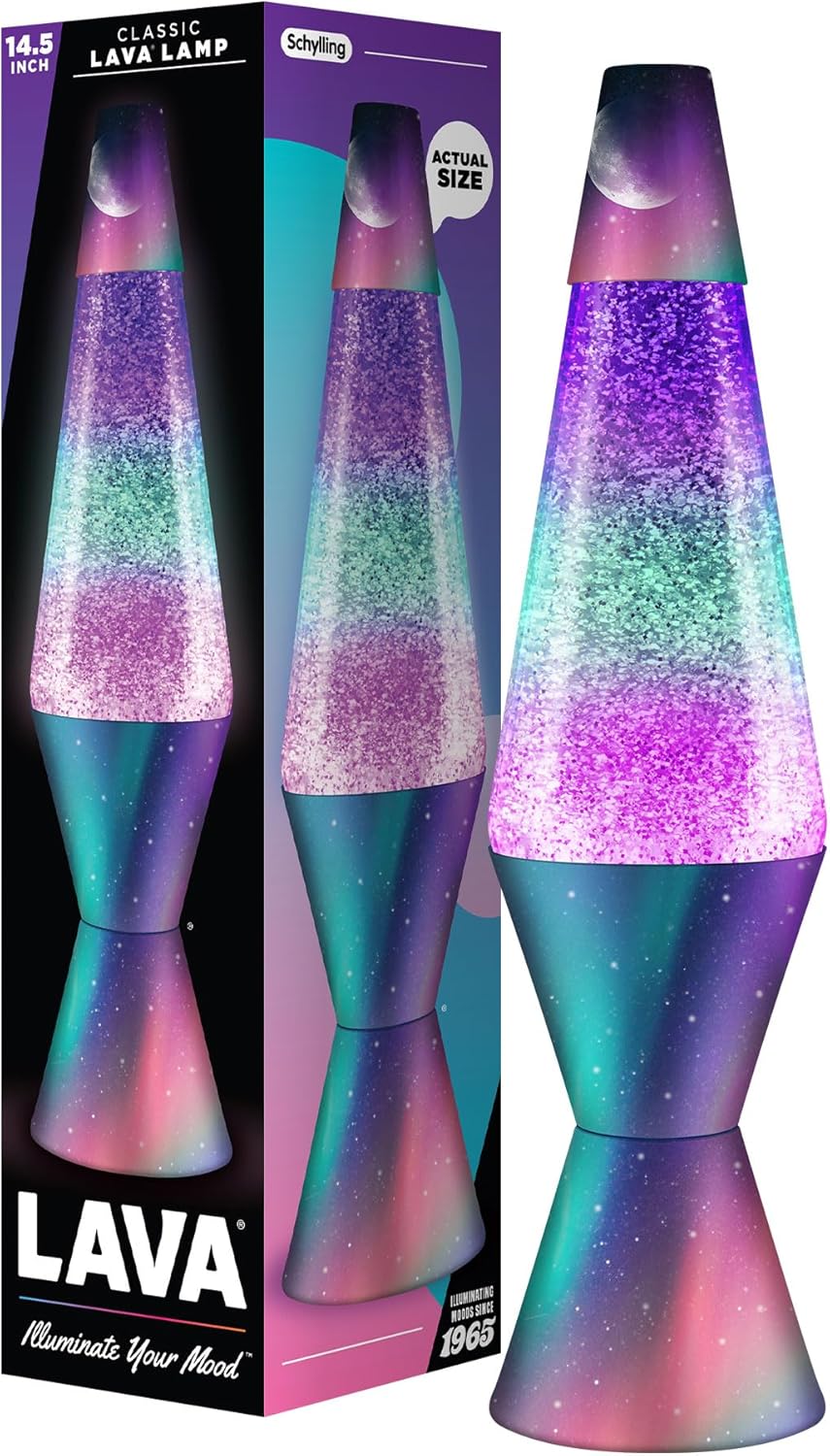 Lava? Lamp - 14.5 Polar Glimmer - The Original Motion Light - Silver Glitter. Multicolor Base and Globe - Item #2048 (Amazon Exclusive)