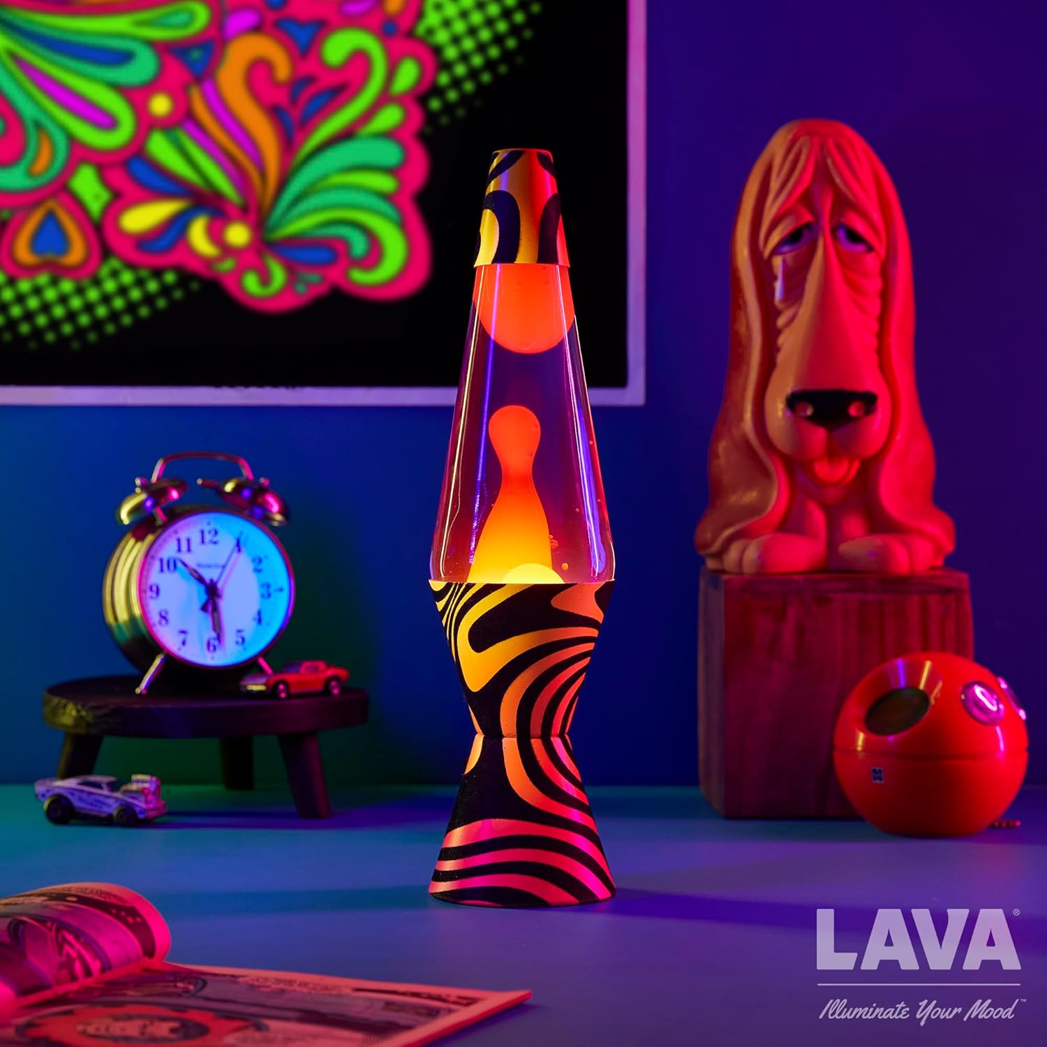 Lava? Lamp - 14.5” Groovy Gradient Flocked Base - The Original Motion Light - Yellow Wax and Purple Liquid - Item #2015 - Image 4