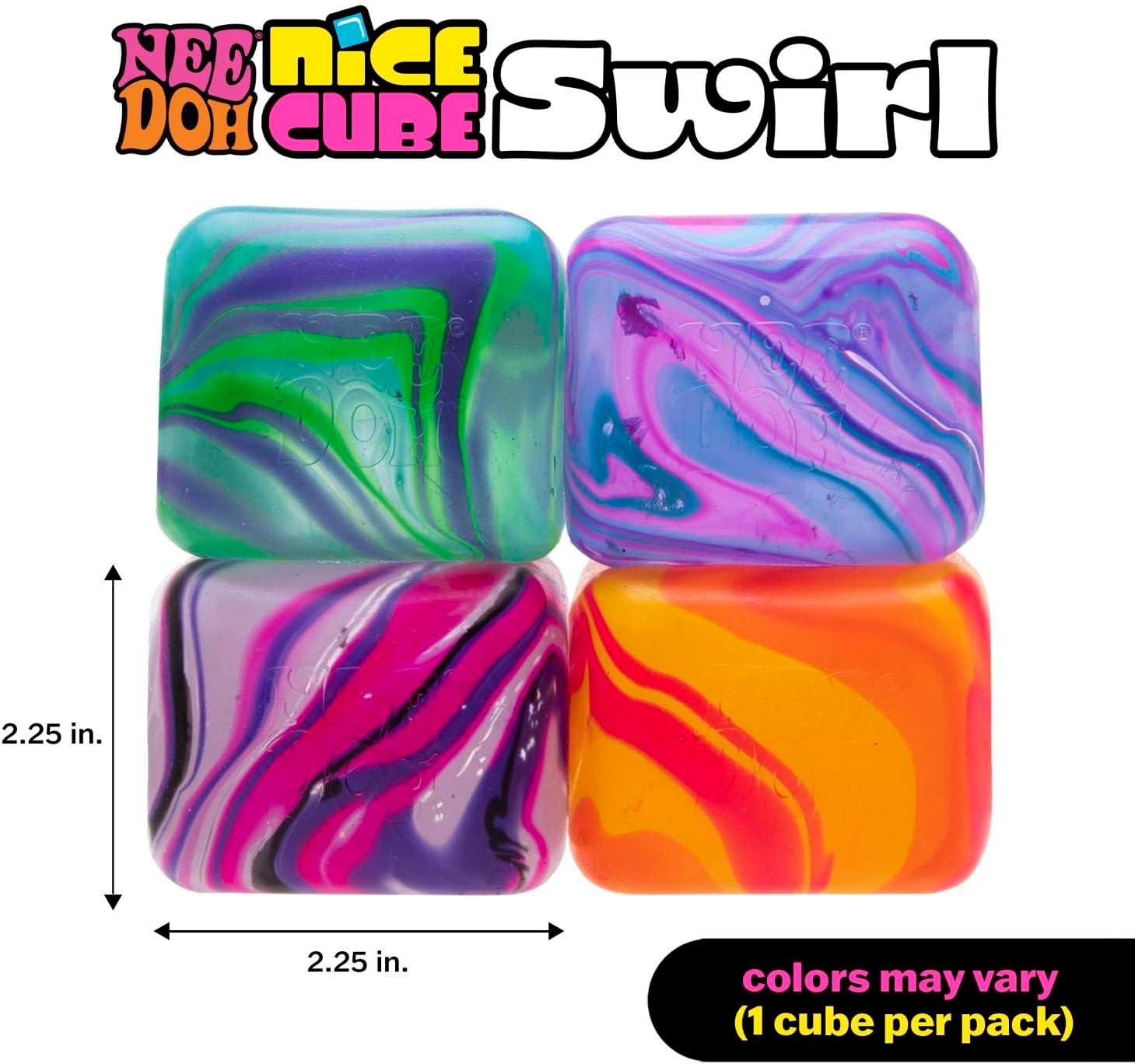 Schylling NeeDoh Nice Cube Swirl - Sensory Toy with a Super Solid Squish - Unique. Swirling Color Blend - Color May Vary (1 Per Pack) - Image 5