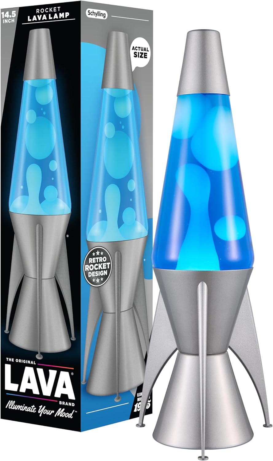 Lava The Original Lamp - 14.5 Gray Stratosphere ?C Retro Rocket Liquid Motion Lamp - White and Blue Liquid - Item #2390 (Amazon Exclusive)