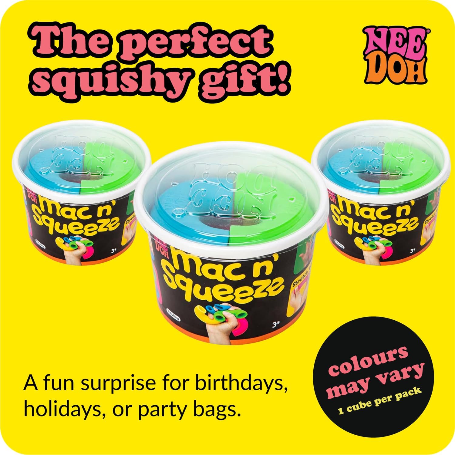 Schylling NeeDoh Mac ‘N- Squeeze - Sensory Squeeze Toy - Contains 4 Squishy Noodles - 3 Wide - Color May Vary (Pack of 1) - Image 4
