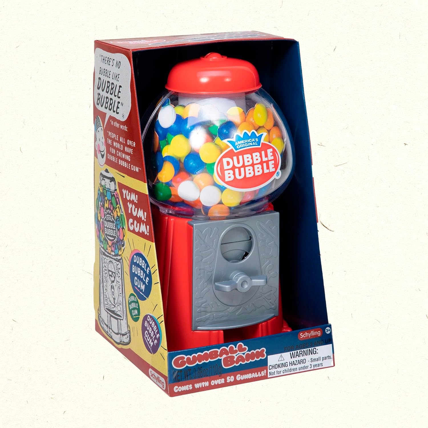 Schylling Brand Classic Retro Gumball Coin Bank - 8.5 Tall - Includes 45 Dubble Bubble Gumballs - Ages 3+ - Image 5
