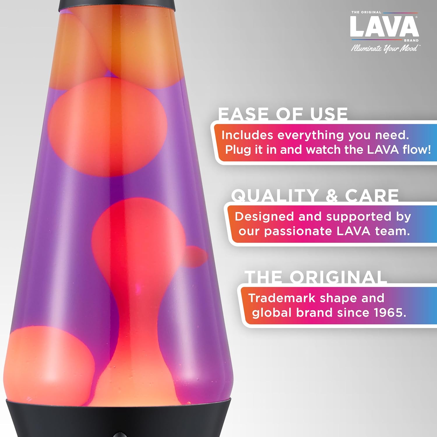 Lava The Original Lamp - 14.5 Evenfall ?C Retro Rocket Liquid Motion Lamp - Yellow Wax and Purple Liquid - Item #2391 (Amazon Exclusive) - Image 2
