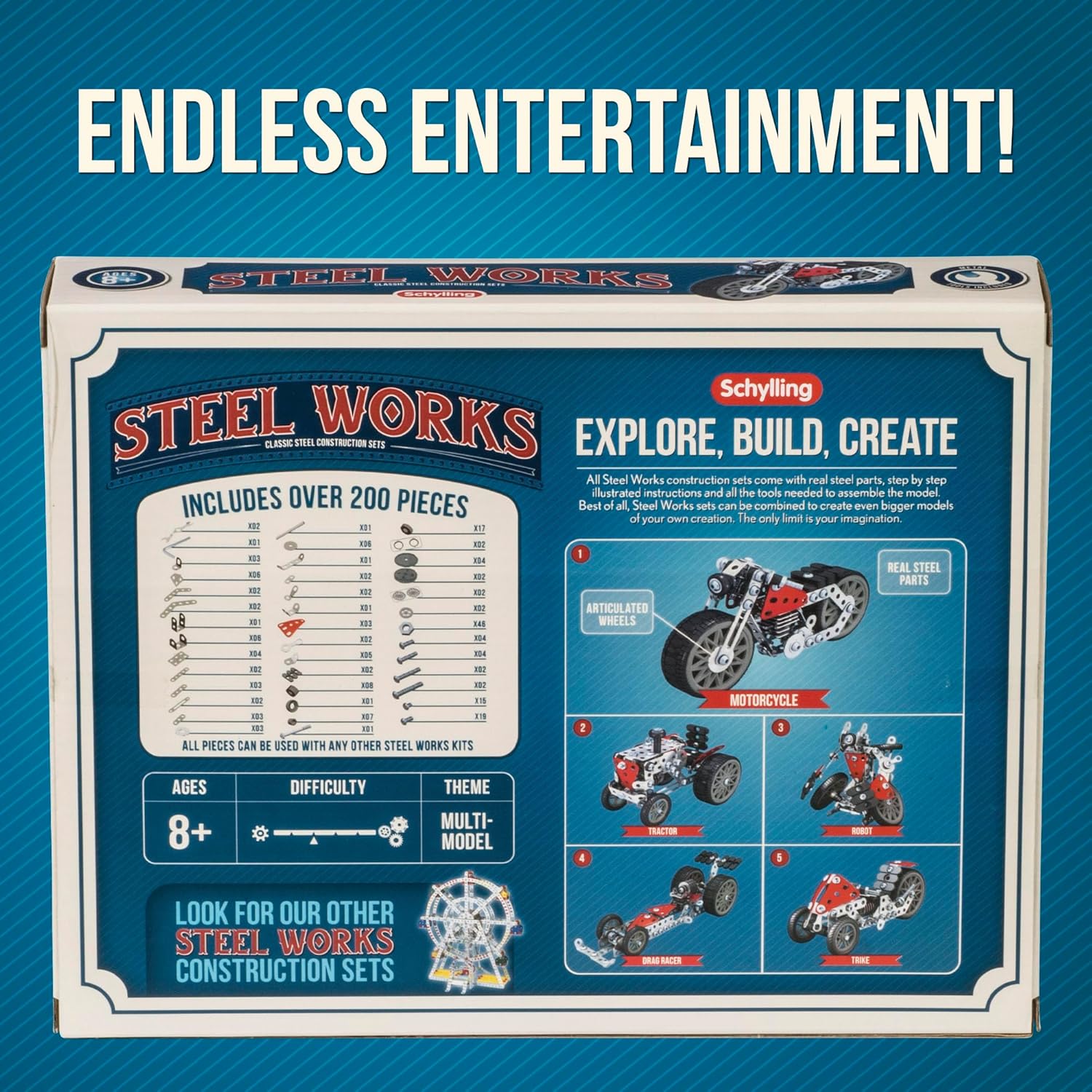 Schylling Steel Works 5 Model Construction Building Kit - Image 4