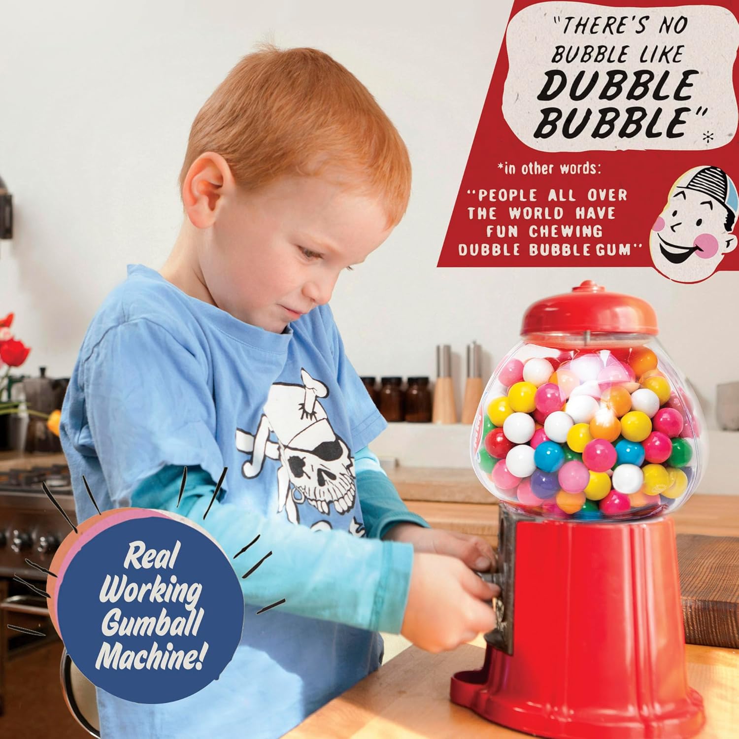 Schylling Brand Classic Retro Gumball Coin Bank - 8.5 Tall - Includes 45 Dubble Bubble Gumballs - Ages 3+ - Image 2