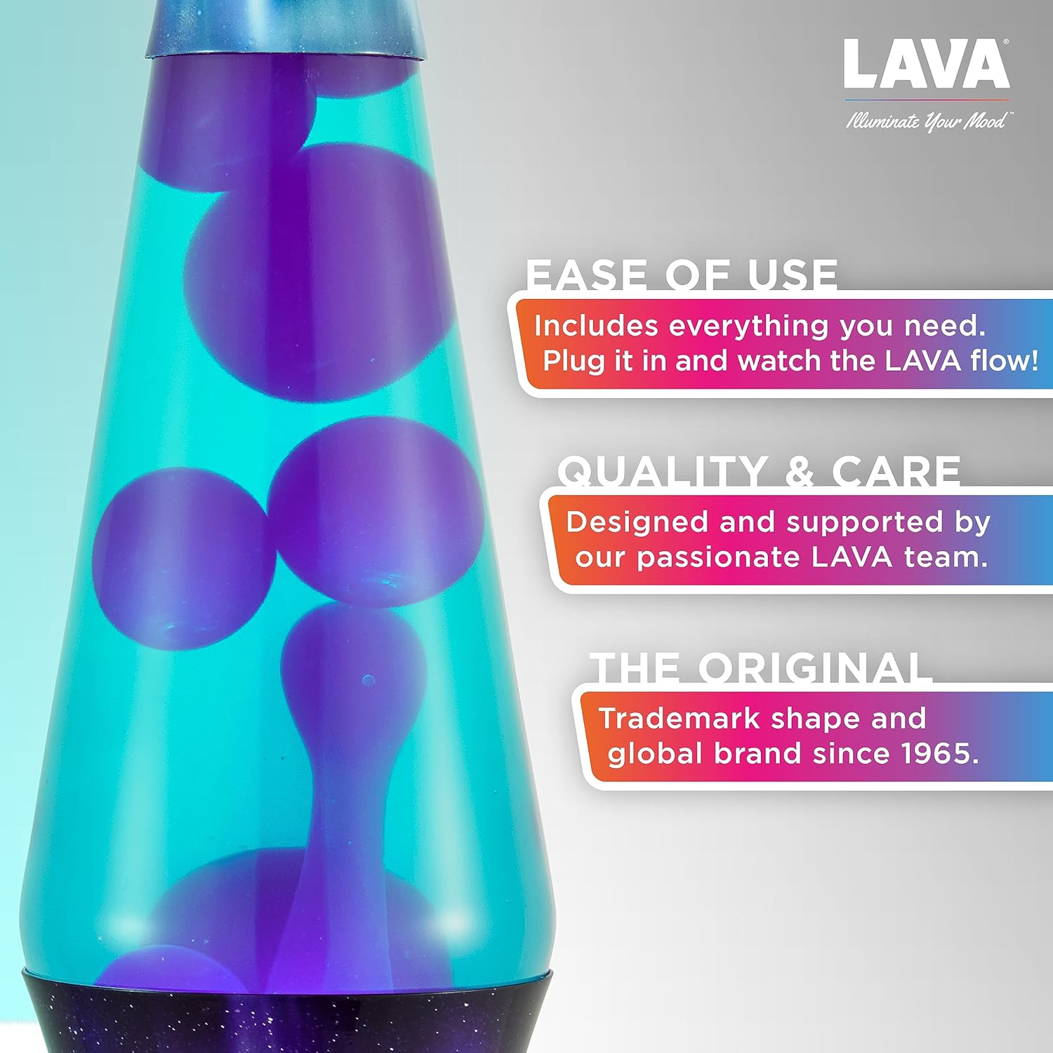 The Original Lava? Lamp - 14.5 Aurora Borealis ?C Classic Liquid Motion Lamp - Purple Wax and Blue Liquid - Item #2047 (Amazon Exclusive) - Image 2