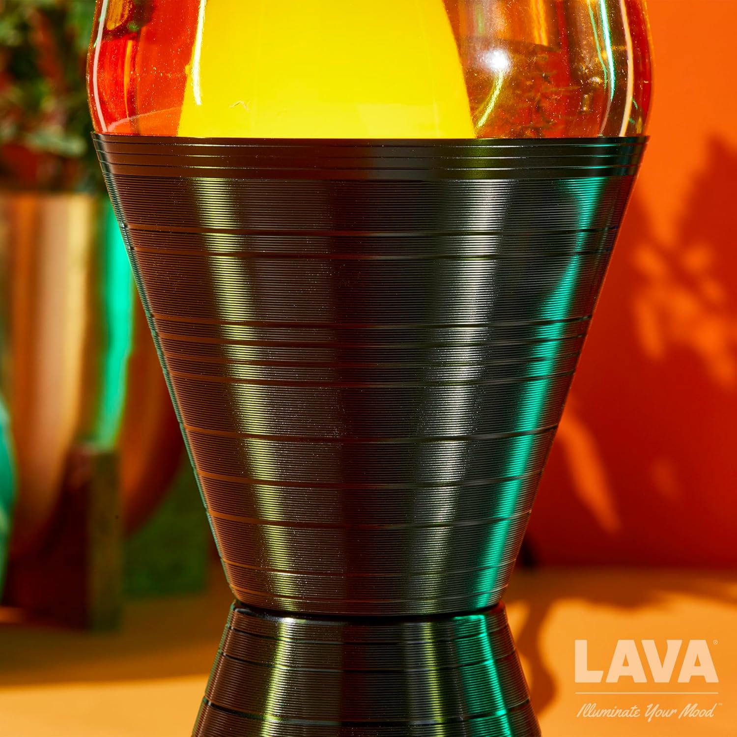 Lava? Lamp - 14.5” Vinyl Record Grooved Base - The Original Motion Light - Yellow Wax and Orange Liquid - Item #2017 - Image 5