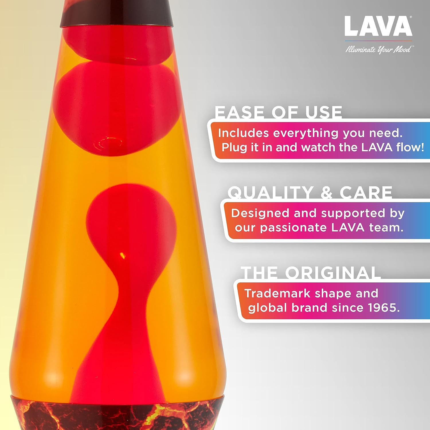The Original Lava? Lamp - 14.5 Volcanic Crags - Classic Liquid Motion Lamp - Red Wax and Orange Liquid - #2078 (Amazon Exclusive) - Image 2