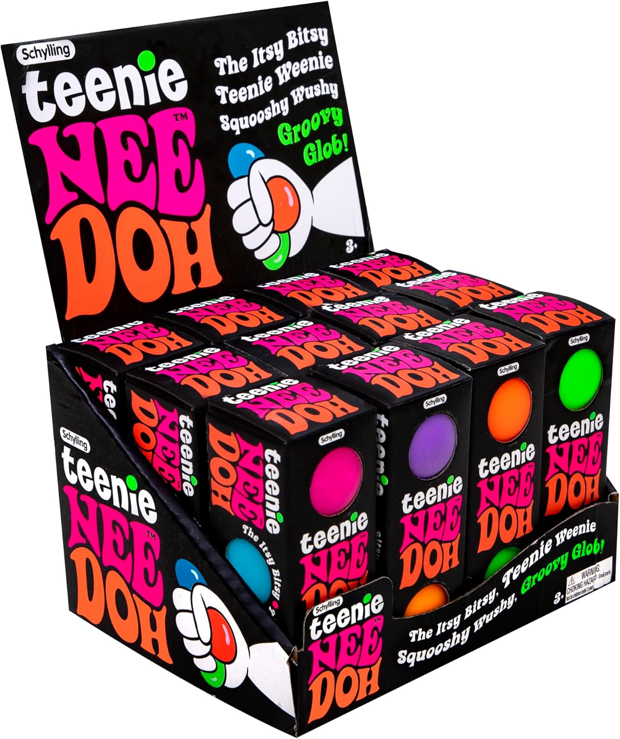 Schylling NeeDoh Teenie - Sensory Fidget Toy - 3 Mini Groovy Globs in Assorted Colors - Ages 3 to Adult (Pack of 1) - Image 4