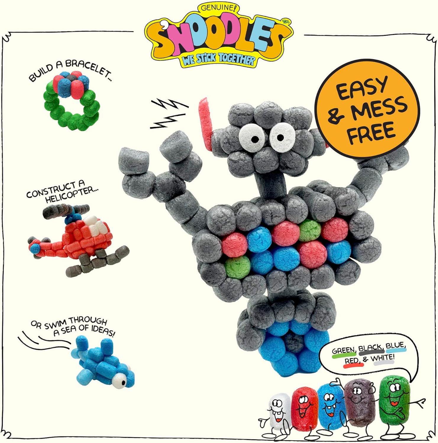 Schylling S-Noodles - Creative Building Craft Kit - Just Add Water - Ages 4 and Up - One Kit - Image 4