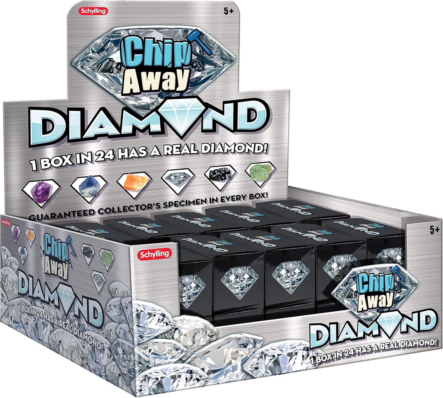 Schylling Chip Away Diamond - Gemstone Dig Kit with Collectible Specimens Inside - 1 in 24 Contains a Real Diamond - Includes Miniature Hammer. Chisel. and Brush - Ages 5 and Up - One Box - Image 5